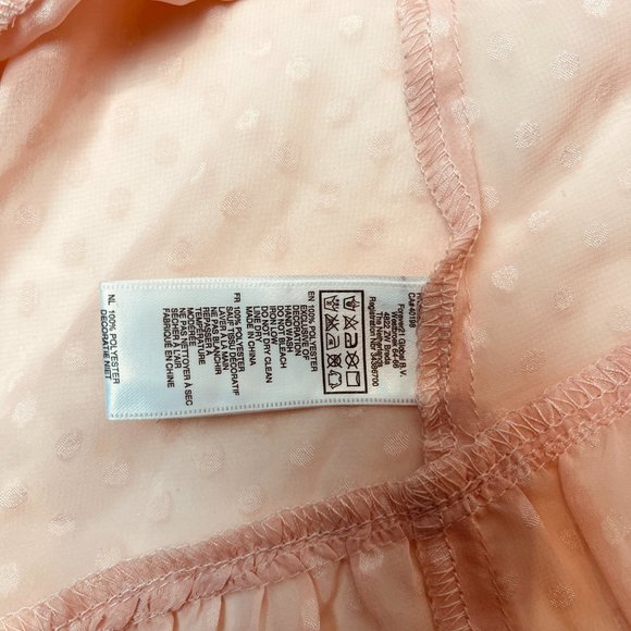 New Forever 21 Blush Pink Sheer Flowy Polka Dot Ruffle Edge Top Small - Picture 5 of 5